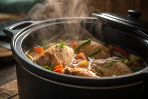 Slow cooking method on how to make chicken very soft and tender.