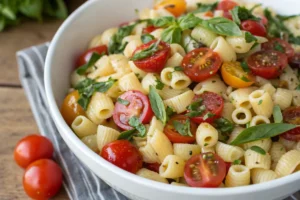 "Ditalini pasta in a vibrant pasta salad"