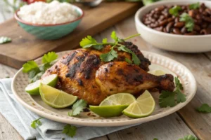 Delicious cooked pollo asado recipe with rice 