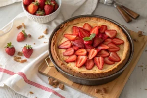 Churro Cheesecake with Strawberries recipe