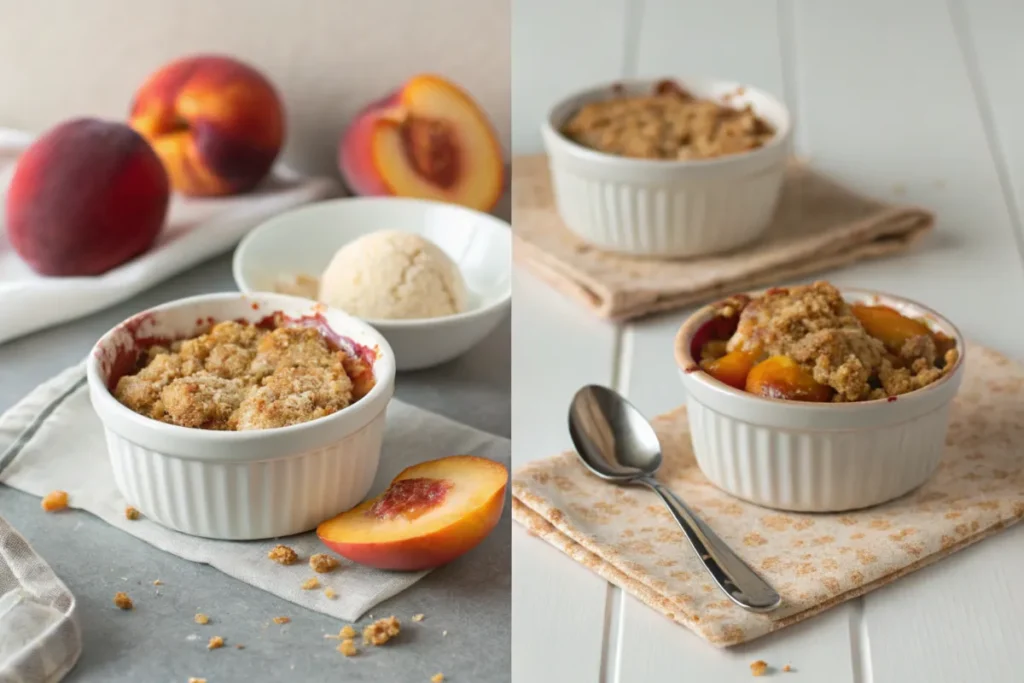 What's the difference between a peach crumble and a peach crisp?