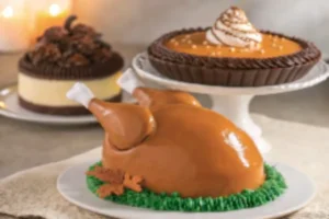 inside the Baskin-Robbins turkey cake, delicious festive option.