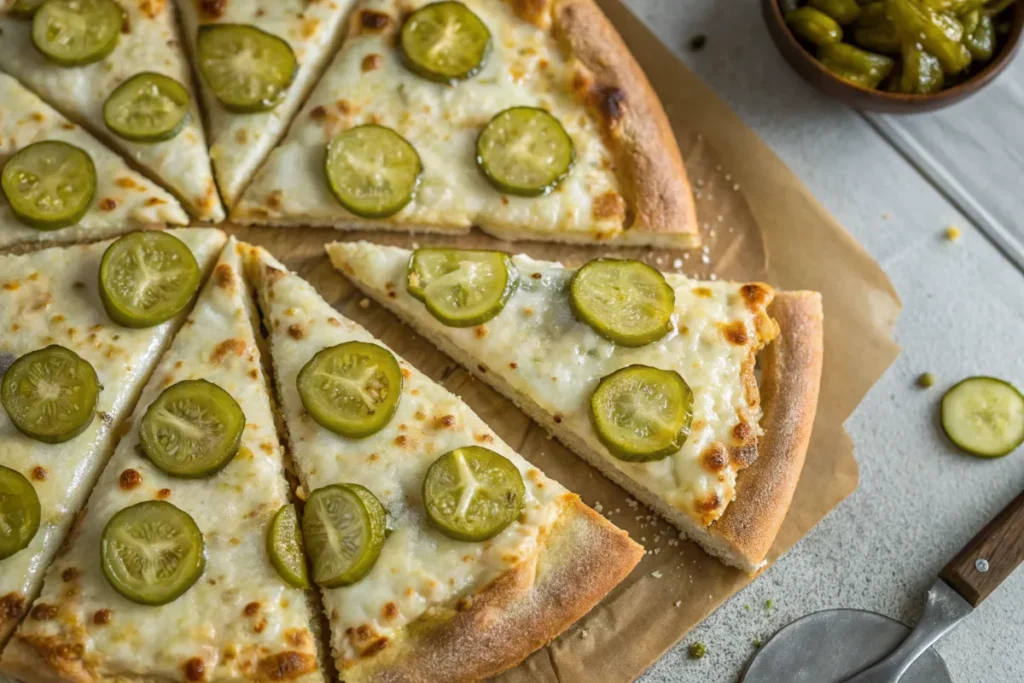 Delicious pickle pie pizza